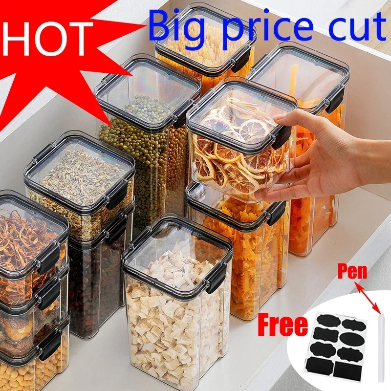 Food Storage Jar Set - 460-1800ml Sets Stackable Kitchen Sealed Jar