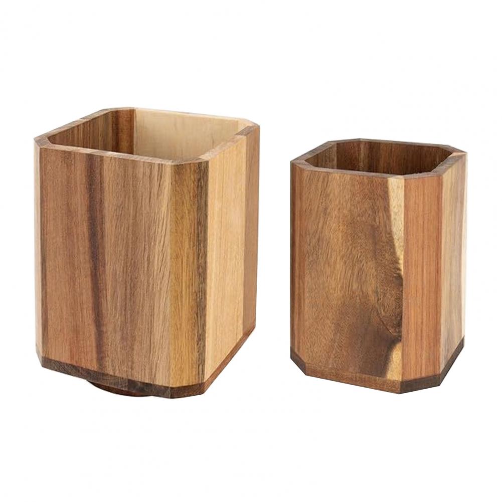 Stackable Pantry Bin - Kitchen Utensil Organizer Wooden Utensil Holder