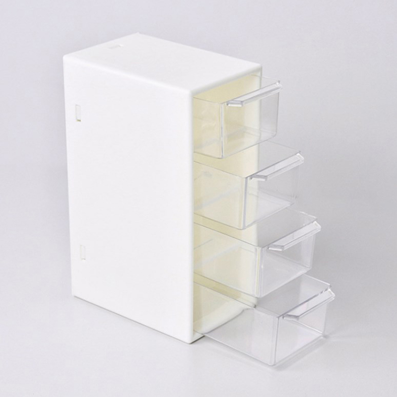 Stackable Pantry Bin - White Desktop Cosmetic Storage Box with
