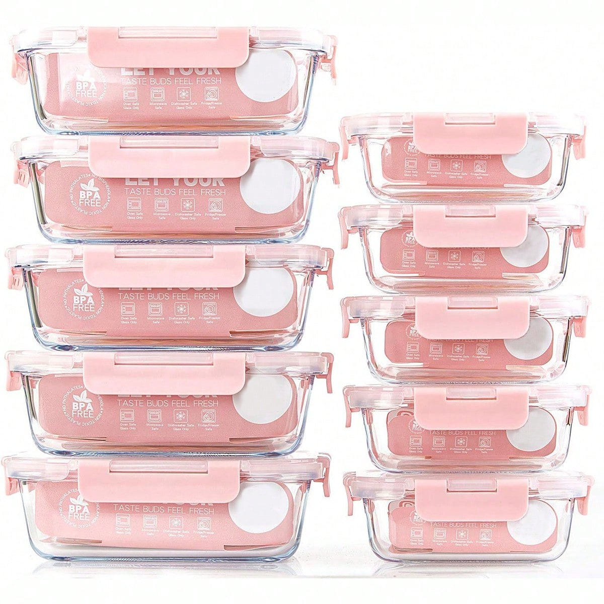 Food Storage Airtight - 10 Pack Glass Meal Prep Containers,