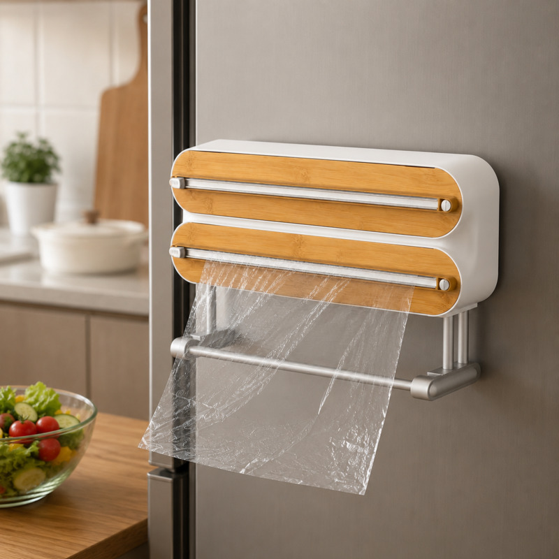Food Storage Quart - Magnetic Food Wrap Cutter Dispenser Cling
