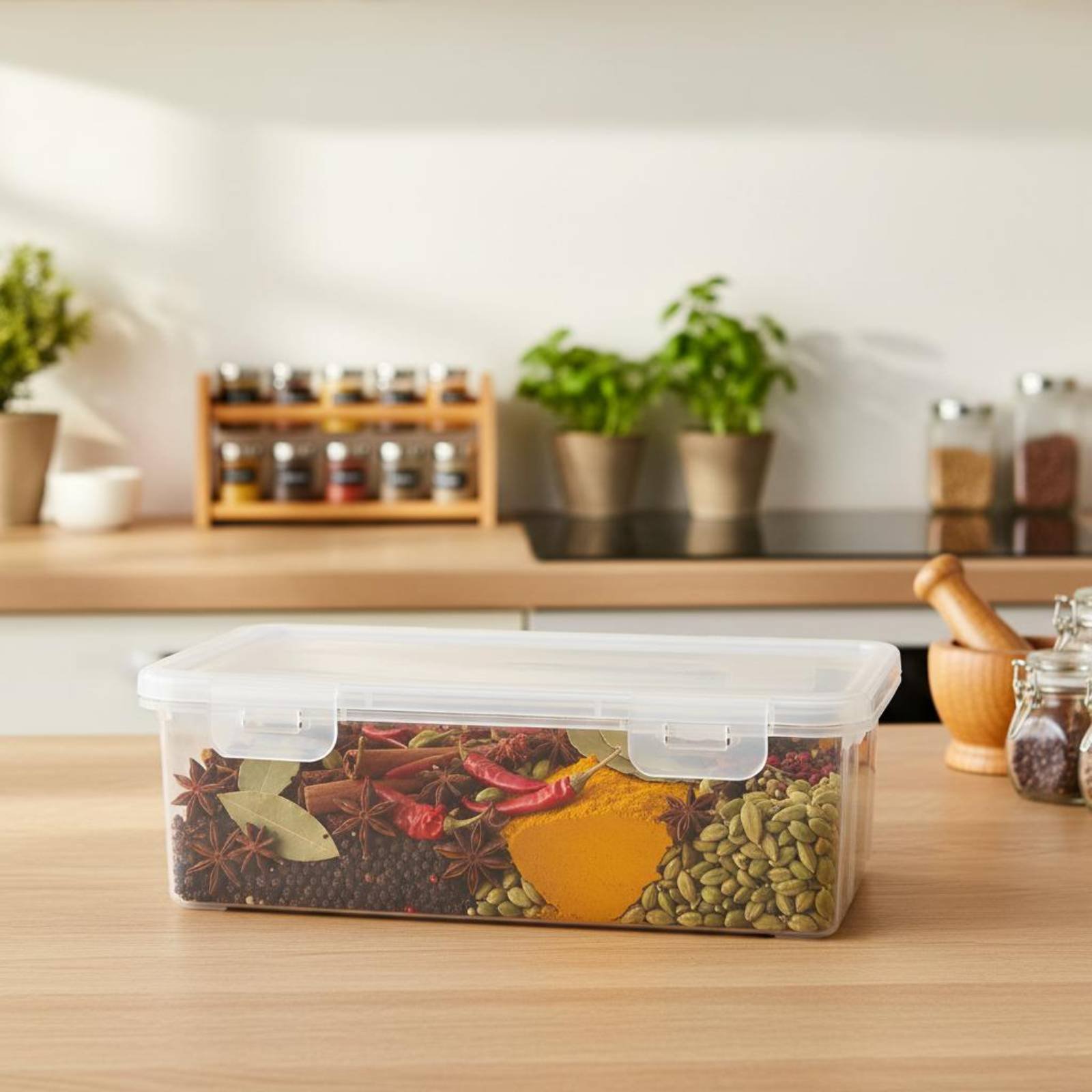 Stackable Pantry Bin - Transparent Seasoning Container Space Saving Clear