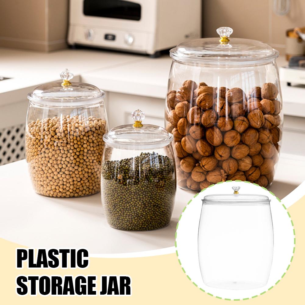 Food Storage Airtight - Large Transparent Plastic Sealed Jar with