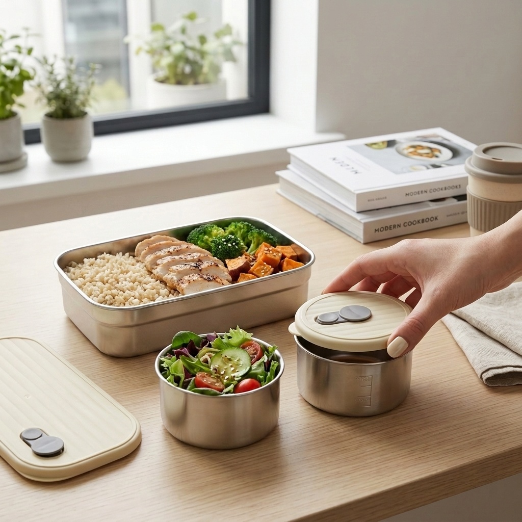 Food Storage Jar Set - Microwave Safe 304 Stainless Steel Bento