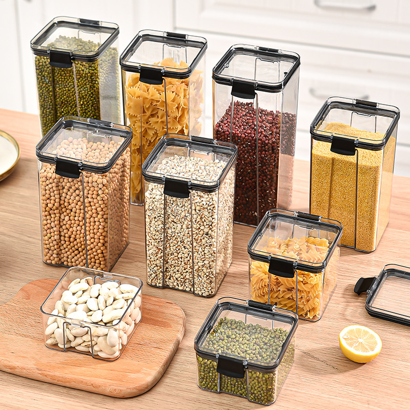 Food Storage Jar Set - 1-4PCS Sealed Jars Kitchen Organizer Grain