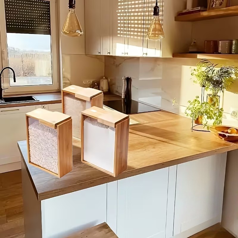 3pcs Bamboo Storage Containers - огляд і ціна Stackable Pantry Bin