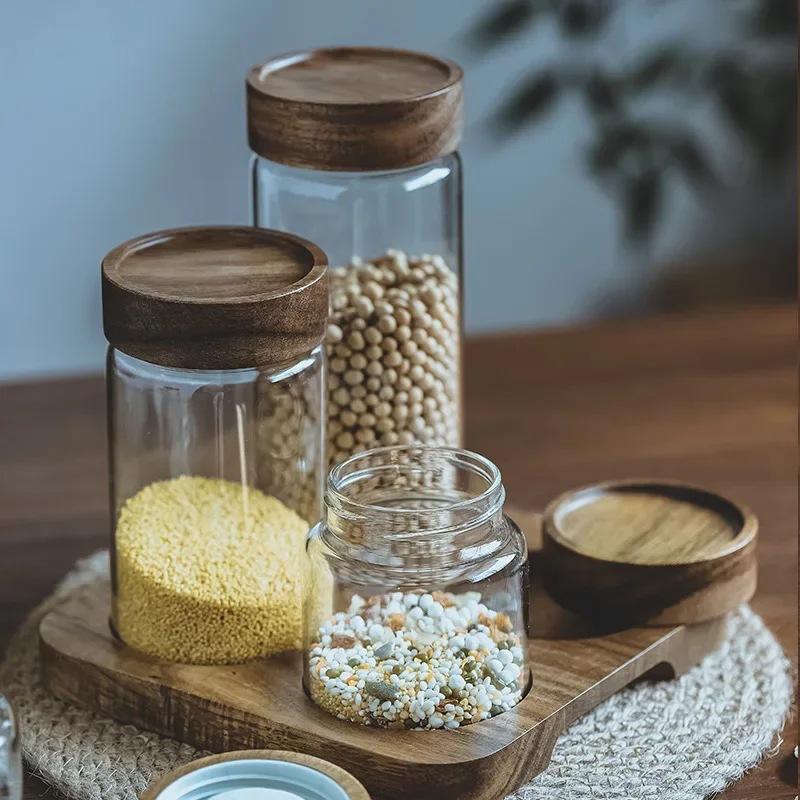 Wood Lid Orgnizer Glass Airtig - огляд і ціна Food Storage Jar Set