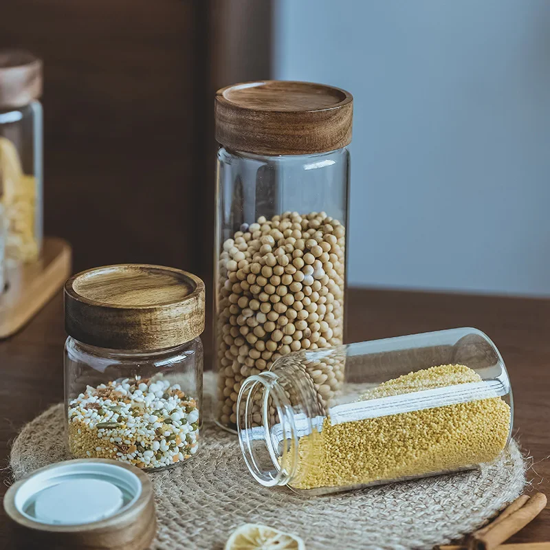Wood Lid Orgnizer Glass Airtig - огляд і ціна Food Storage Jar Set
