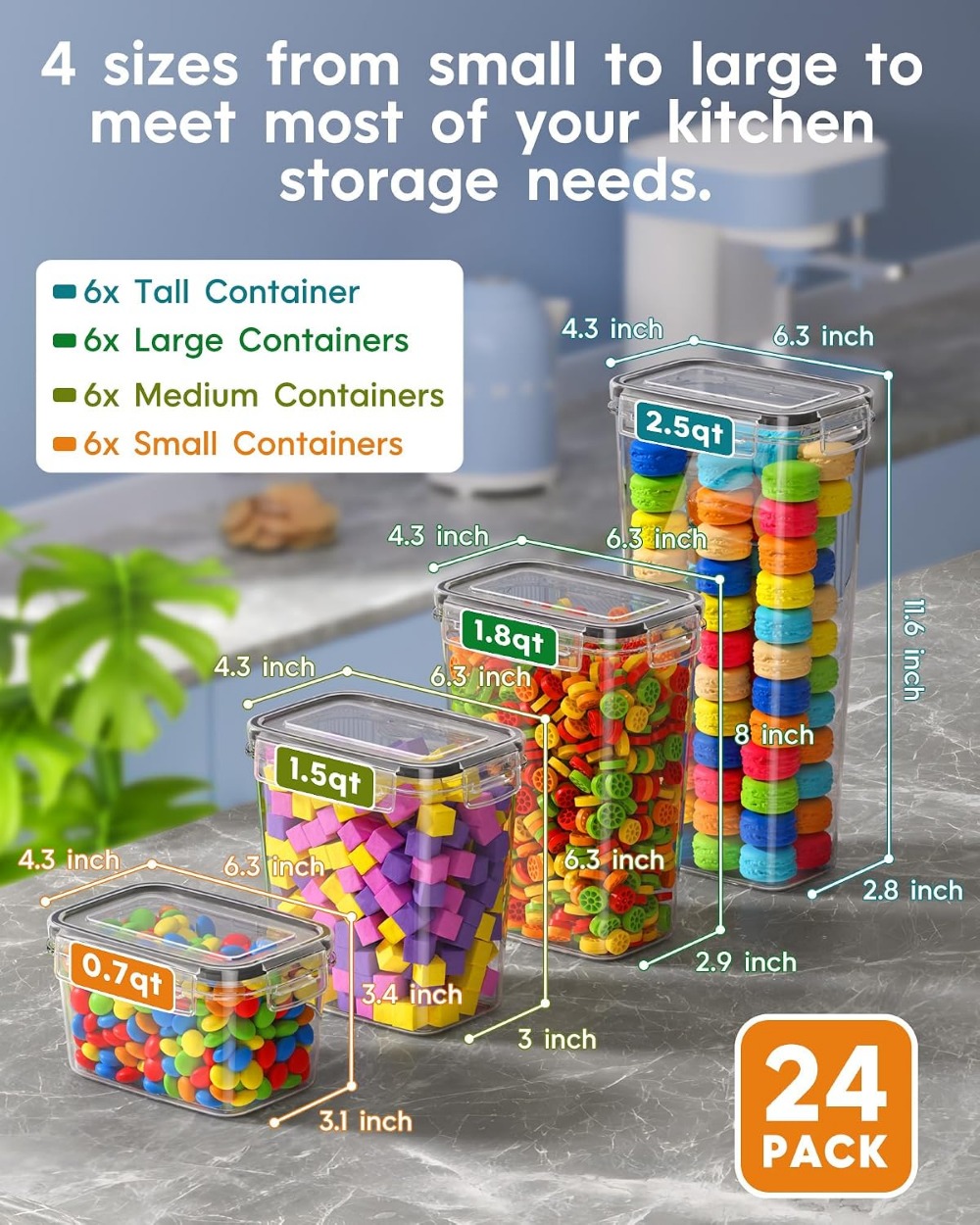 24 PCS Airtight Food Storage C - огляд і ціна Food Storage Airtight